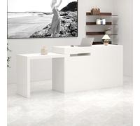 Heliosrider L Shape Reception Desk Small Reception Desk Retail Checkout Counter with Storage Anti-Scratch Adjustable for Salons Offices Lobbies(White,100 * 50 * 90CM)