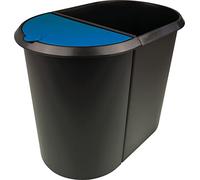 helit H6103993 Two-Compartment Wastepaper Bin Black/Blue