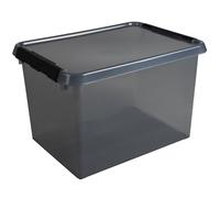 Helit The Comfort-Line H6165108 Storage Box 22 L Grey Transparent Organiser Box with Lid