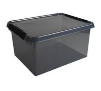 Helit The Comfort-Line H6165208 Storage Box 36 L Grey Transparent Organiser Box with Lid