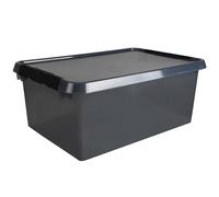 Helit The Comfort-Line H6165508 Storage Box 45 L Grey Transparent Organiser Box with Lid