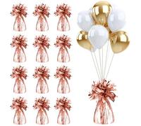 Helium Balloon Weight Cone Balloon Weight Foil Helium Balloon Holders 6pcs 155g/pc Pendant for Balloons Wedding Anniversary Celebrations Decoration (Rose Gold-12Pcs)