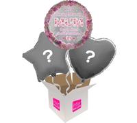 Helium Inflated Balloon in a Box - In Loving Memory - Mum in a 3 Balloon Bouquet on a Tasselled Weight with Confetti Sprinkles and Surprise Gift