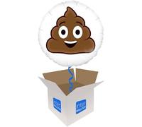 Helium Inflated Balloon in a Box - Smiling Poop Emoji on a Tasselled Weight with Confetti Sprinkles and Surprise Gift