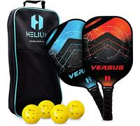 Helium Versus Pickleball Paddle Set of 2 - USAPA Certified - Graphite Fiberglass Surface, Lightweight Honeycomb Core - 2 Rackets, 4 Balls, 1 Sports Bag