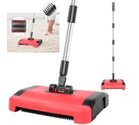 HeliWealth Carpet Sweepers, Manual Carpet Cleaner with 3 Layer Horsehair Brush, 180° Rotating Brush Head,Non Electric Quite Manual Floor and Carpets Sweeper, Multi Surface Cleaner,24x22x110cm