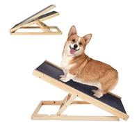 HeliWealth Dog Ramp Wooden Pet Ramp Car Dog Ladder, 2 Height Adjustable Pet Ramps for Dogs, Heavy Duty Car Ramps Multipurpose for travel, Cars, Sofa (70Lx35Wx30/40H cm)