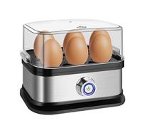 HeliWealth Electric Egg Boiler,350W Compact Egg Cooker Multi-Functional, Perfect Soft Hard Boiled Eggs, 6-Egg Capacity, Multifunctional Stainless Steel Food Steamer for Dumplings, Veggies