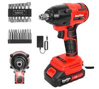 HeliWealth Professional 21V Cordless Impact Driver Wrench, 450Nm Brushless Motor, Includes 1.5Ah Li-ion Battery, Fast Charger, LED Light & Tool Accessories