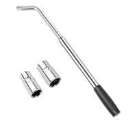 HeliWealth Wheel Brace Nut Wrench, Telescoping Car Wheel Wrench with 17/19/21/23mm Sockets - Heavy Duty Extending Handle (35-55cm) - Non-Slip Grip, Fits All Standard Vehicles, SUVs & Caravans