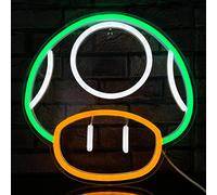 Heliwey Game LED Neon Light Sign for Game Room Decor Super Mushroom NPC Wall Decor for Bedroom, Man Cave, Party, Gaming Club Neon Wall Signs (Green)
