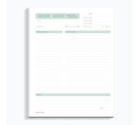 Helix Brand Recipe4Keeps Premium Quality Minimalist Design Recipe Notepad Paper, 25 Tear Off Sheets. Letter Size (8.5 x 11) with 3 hole punch ready, Design & Printed in USA.