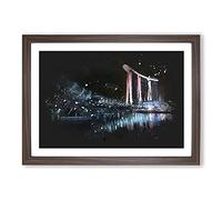 Helix Bridge at Marina Bay in Singapore Paint Splash Framed Print | A2 Walnut Framed Wall Art | Ready to Hang | Modern Cityscape Picture | Living Room Bedroom Lounge Office
