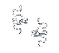 Helix Climber Crawler Snake Serpent Clip On Wrap Wire Cartilage Lobe Ear Cuff Earrings For Women Teen Men Non Pierced Ear .925 Sterling Silver Pair