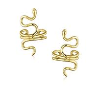 Helix Climber Crawler Snake Serpent Clip On Wrap Wire Cartilage Lobe Ear Cuff Earrings For Women Teen Men Non Pierced Ear Gold Plated .925 Sterling Silver Pair