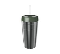 Helix Cold Cup - Insulated Stainless Steel Reusable Coffee Cup with Spillproof Screw-fit Lid and Coffee Straw - 16oz/454ml - Nitro Pine