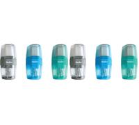 Helix Duo Pencil Sharpener and Eraser - One Hole Sharpener - Protective Cover for Eraser - Canister to Collect Pencil Shavings - Soft Touch Material - Assorted Colours (Pack of 2)