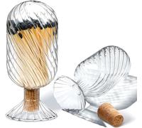 Helix Glass Match Holder, Decorative Cloche Jar with Cork Stopper, for 4 Inch Matches, Fireplace & Home Display Decor