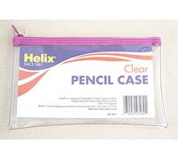 Helix medium clear pencil case 200x125mm - Pink zip