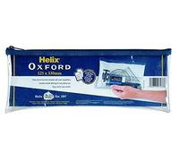 Helix Oxford Clear Pencil Case Large - 330x125mm - Transparent Design for Easy Contents Visibility - Durable with Secure Navy Zip - Ideal for School Exams & Stationery Storage