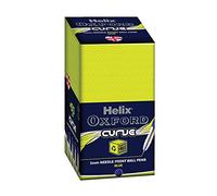 Helix Oxford Curve Ballpoint Pen - 1.0mm Needle Point Nib - Blue Ink - Pack of 50
