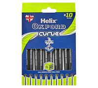 Helix Oxford Curve Ballpoint Pens (x10 Pack Black Ink) with Plastic Free Packaging