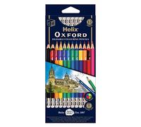Helix Oxford Erasable Colouring Pencils - Pack of 12 Vibrant Colours With Strong Erasable Leads - Eraser Tipped Coloured Pencils