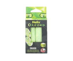 Helix Oxford Erasers Twin Pack Green & White Marble Design Edition, Premium PVC Free Rubbers for School, Exams & Office Use for Clean Erasing and Smudge Free Performance