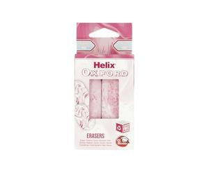 Helix Oxford Erasers Twin Pack Pink Marble Design Edition, Premium PVC Free Rubbers for School, Exams & Office Use for Clean Erasing and Smudge Free Performance