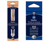 Helix Oxford Fountain Pen (Rose Gold) with x20 pack of Blue Ink Cartridges