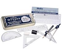 Helix Oxford Maths Set with Storage Tin - 10 Piece Maths Equipment Set - School Supplies Including Compass Ruler Protractor and Pencil