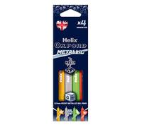 Helix Oxford Metallics Colour Gel Pens (Pack of 4) - Red, Green, Silver + Gold - Ideal for crafts, cards + writing