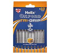 Helix Oxford Tri-Grip Ballpoint Pens (x10 Pack Black Ink) with Plastic Free Packaging