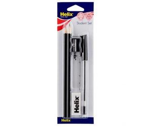Helix Student Set In ssentials: I6"/15cm Ruler, Ballpoint Pen, Pencil Sharpener, Pencils, Eraser