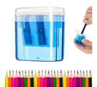 Helix Twin Hole Pencil Sharpener with Container,Manual Barrel Sharpener,Double Hole Pencil Shar/pener with Lid for School,Home & Office,Compact Pen/cil Shar/pener,Compact and Lightweight(Blue)