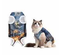 Hell and Heaven Custom Patterned Surgery Suit for Dogs Cat- Post-Surgery Recovery, Wound Care, and Anxiety Relief - Soft Cotton Dog Pajamas with Full Belly Coverage Small
