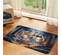 Hell and Heaven Pet Feeding Mat Dog Cat Eating Food Absorbent Leather Tablecloth for and Water Bowl Waterproof No Stains Quick Dry Non-Slip 17.72 * 11.8IN