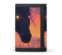 Hell Black Horse Flame Cloth Wallet Card with Holder Trifold Pocket Slim Wallets