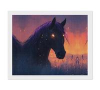 Hell Black Horse Flame Diamond Painting Kits for Adults DIY 5D Round Full Drill Art Diamonds Dots Decor 16"x20"
