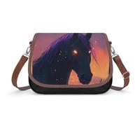 Hell Black Horse Flame Leather Crossbody Bags for Women Messenger Handbag Purse Shoulder Bag