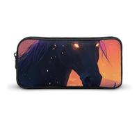 Hell Black Horse Flame Pencil Case Pen Box Stationery Bag Makeup Organizer Multifunctional Pouch Holder