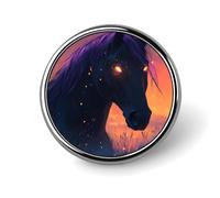 Hell Black Horse Flame Small Round Button Badge Lapel Pins Badge for Bag 1" Shirt Accessories