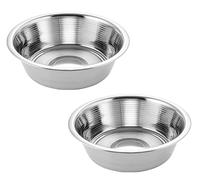 Hell Blues 11 Cups Stainless Steel Dog Pet Bowls, 10" Diameter (25 cm), 3" Height (7.5 cm), Double Pack, Dishwasher Safe