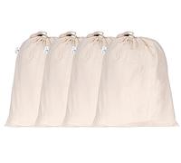 Hell Blues 4-Pack Linen Storage Bags with Drawstrings 33cm x 38cm - Canvas Fabric Bread Bag - Bulk Food -Reusable Muslin Natural Potato Onion Storage Pouch