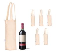 Hell Blues 6 Pcs Canvas Bottle Wine Bags with Handles, 100% Cotton Burlap Blank Sublimation Bottle Gift Tote Carrier Picnic Wine Accessories, 33cm x 16cm x 7.6cm
