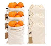 Hell Blues Cotton Storage Bags, Reusable Muslin Bags with Drawstrings - Canvas Fabric Sacks 6 Pack (XL) 14"x17"