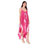 Hell Blues Floral Tie Dye Tank Sheath Caftan Rayon Dress Free Plus Size (M-3XL) Pink