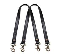 Hell Blues HB Full Grain Leather Purse Strap 2Pcs ~ 24" Premium Short Purse Replacement Handles for Handbag Underarm bags with Brass Buckles (Black)