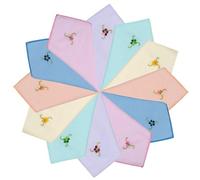 Hell Blues Ladies Handkerchiefs 100% Pure Cotton Vintage Embroidered Soft Hankies for Women (12-Pack)