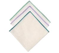 Hell Blues Linen Pocket Square with Edge Embroidery Men's suits Pocket Handkerchief,3-Pack Assorted Colors (Parakeet Green/Lavender Blue/Seafoam Green)